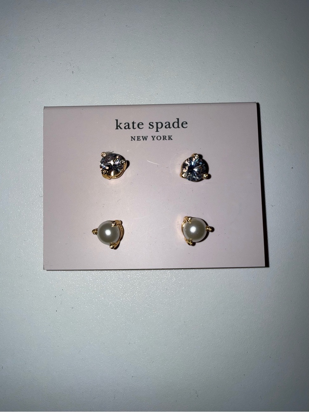 kate spade Pearl and Crystal Stud Earring Duo - White & Gold